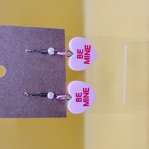 Valentine Pink "Be Mine" Conversation heart earrings